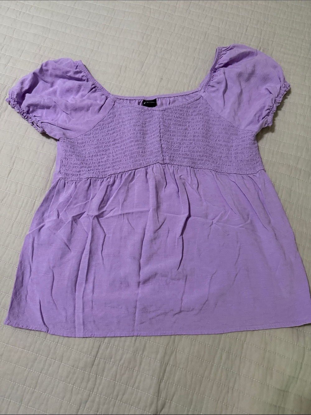 art class girls Lavender Puff Sleeve Smocked Top size XL 14/16